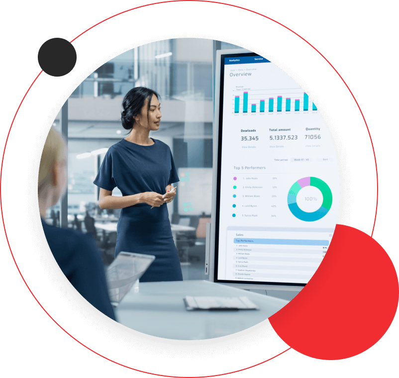 Consultant presenting SAP SuccessFactors change adoption metrics on a digital dashboard during a stakeholder workshop